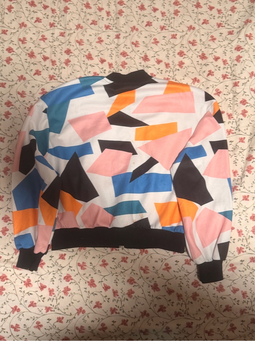 SHEIN Multicolor Geometric Colorblock Bomber Jacket - Picture 3 of 15
